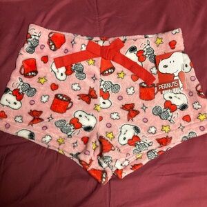 Pink Snoopy Fleece Sleep Shorts | Size Medium